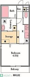 レグルス 1Kの間取図画像