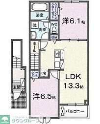 ラナンキュラス 2LDKの間取図画像