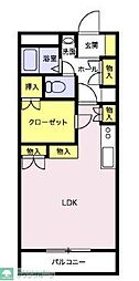 高砂ハイツ森林公園 ワンルームの間取図画像