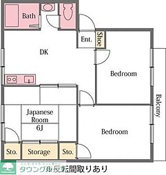 あるゾウパレスSB棟 3DKの間取図画像