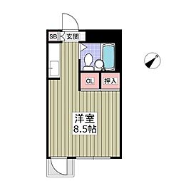 宮前ビル ワンルームの間取図画像