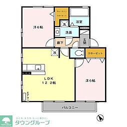 リビングタウン上野台A 2LDKの間取図画像