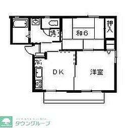 ディアスロッキー 2DKの間取図画像