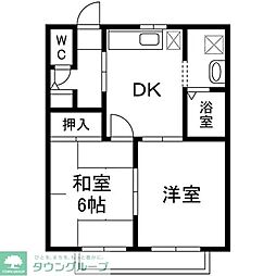 ハイツシーダータウンB 2DKの間取図画像