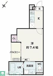 東松山市若松町1丁目アパート 1Kの間取図画像