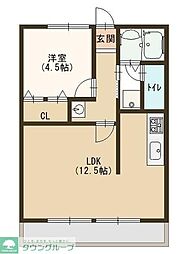 シティハイムジュエリーB 1LDKの間取図画像