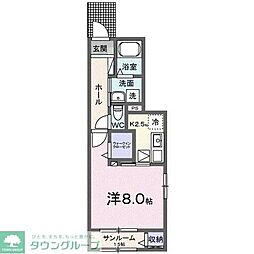 サウスアルモニー 1Kの間取図画像