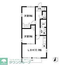 キャッスル本庄B 2LDKの間取図画像