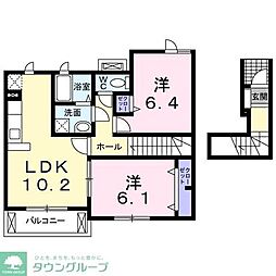 プリュジュールA 2LDKの間取図画像