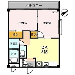 コーポK-1 2DKの間取図画像