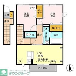 デルニエ武川 2LDKの間取図画像