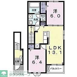 ニューライズ藤2 2LDKの間取図画像