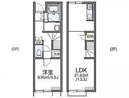 レオネクストラパン美園B 1LDKの間取図画像