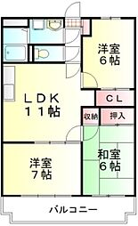 パレス梨花 3LDKの間取図画像