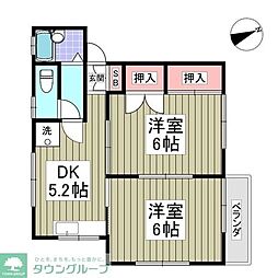 エミネントハイツ 2DKの間取図画像