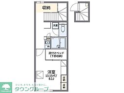 レオパレスカスティージョ天良 1Kの間取図画像