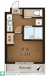 グレイス雷電 1Kの間取図画像