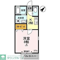 アメニティー 1Kの間取図画像