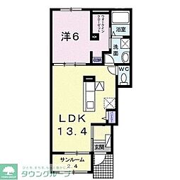 パティオC 1LDKの間取図画像