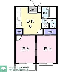 エルディム石崎 2DKの間取図画像