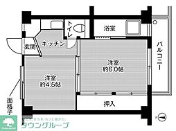 ビレッジハウス成島2 2Kの間取図画像