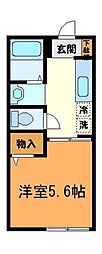 ヘルシオン 1Kの間取図画像