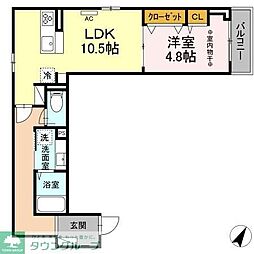 D-フルト並木町 1LDKの間取図画像
