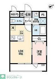 相模原市中央区高根1丁目アパート 1LDKの間取図画像