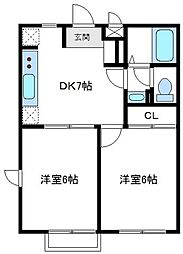カトルコート 2DKの間取図画像