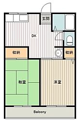 シティハイムサカモト 2DKの間取図画像