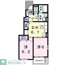 プランタン 2DKの間取図画像