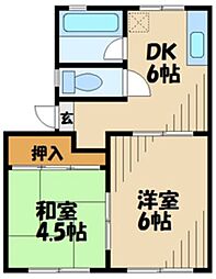 コーポ高美B 2Kの間取図画像