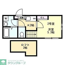 オアゾ相模原矢部 1Kの間取図画像