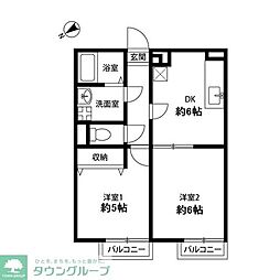 Amour友 2DKの間取図画像