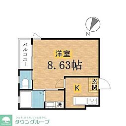グランメゾン八王子 1DKの間取図画像