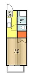 石川ハイツ ワンルームの間取図画像