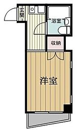 JR中央線 八王子駅 徒歩14分の賃貸マンション 2階1Kの間取り