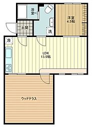AURA243多摩平の森 1LDKの間取図画像