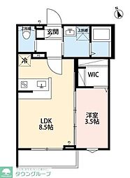 robot home 矢部 1LDKの間取図画像