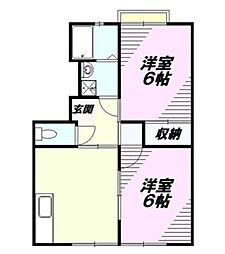 クロノス高尾North 2DKの間取図画像