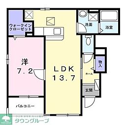 レーブドエル 1LDKの間取図画像