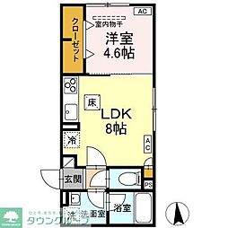 D-ROOM寺町 1LDKの間取図画像