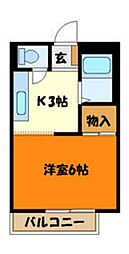 クラッセ高尾 1Kの間取図画像