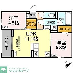 アイスフィルド相模原 2LDKの間取図画像