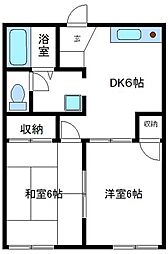 りばぶるCO-WA3 2DKの間取図画像