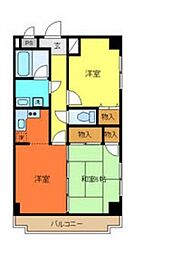 ハイネス王子 2DKの間取図画像