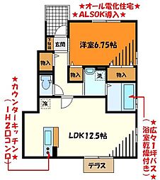 ウインド・ヒルB 1LDKの間取図画像