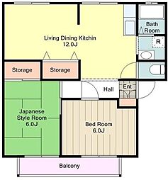 エトワールシノB棟 2LDKの間取図画像