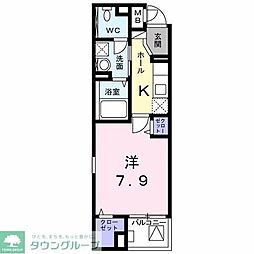 リヴェール 1Kの間取図画像