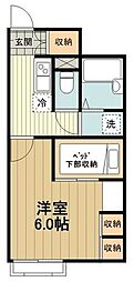 レオパレスブライトセゾン 1Kの間取図画像